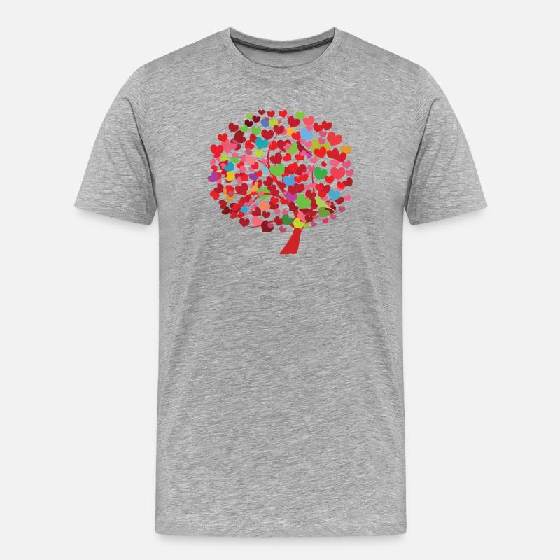 Herzbaum Illustration mit bunten Blättern - Männer Premium Bio T-Shirt - Grau meliert