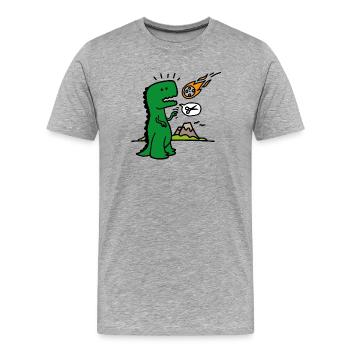 Rock paper scissors T-rex funny dinosaur comet - Men's Premium Organic T-Shirt - heather grey - Front - Damien (186cm)