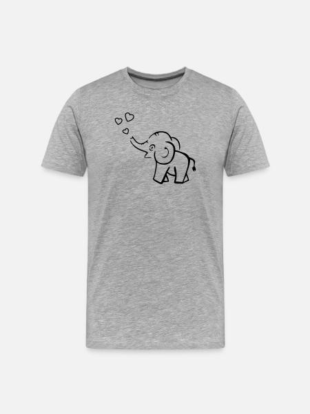 Cute elephant blows hearts - Men's Premium Organic T-Shirt - heather grey