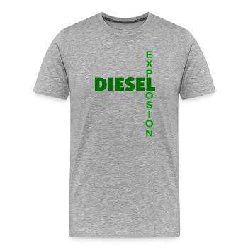 Diesel Explosion Wordplay Typography Design - Männer Premium Bio T-Shirt - Grau meliert - Vorne - Damien (186cm)