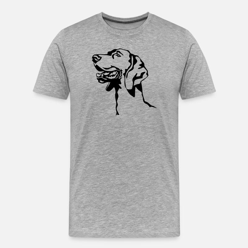 Weimaraner Kopf - Männer Premium Bio T-Shirt - Grau meliert