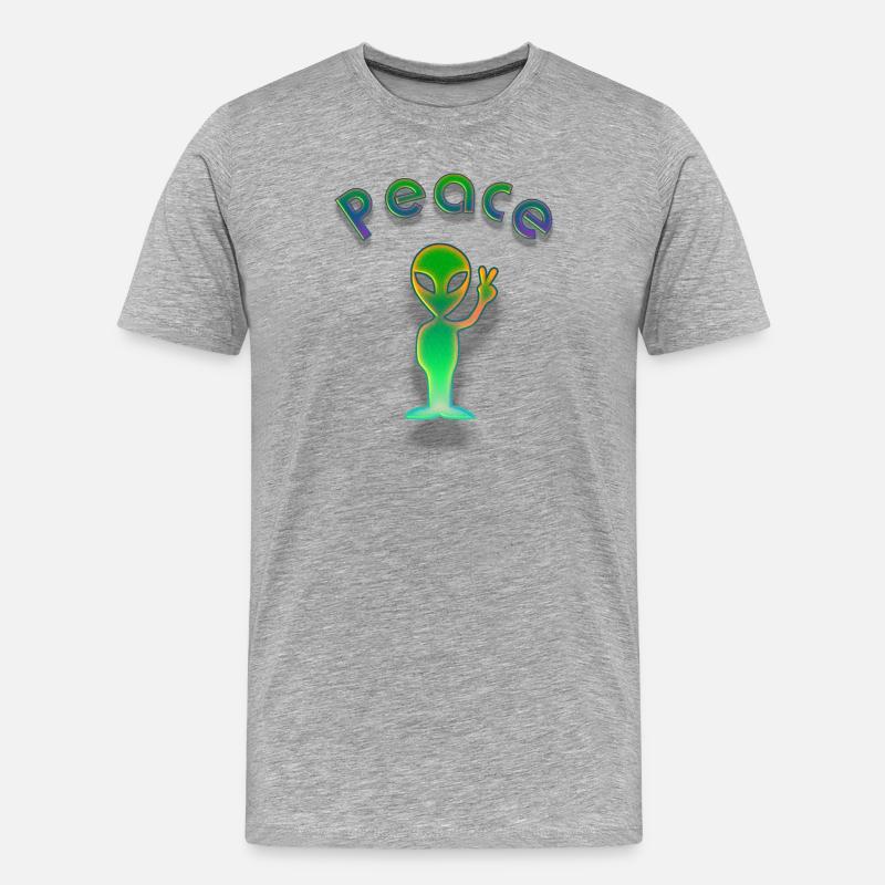 Peace Alien - Männer Premium Bio T-Shirt - Grau meliert