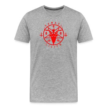 Satan Pentagram - Männer Premium Bio T-Shirt - Grau meliert - Vorne - Damien (186cm)