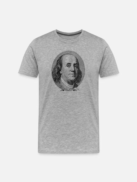 100 $ Benjamin Franklin - T-shirt bio Premium Homme - gris chiné
