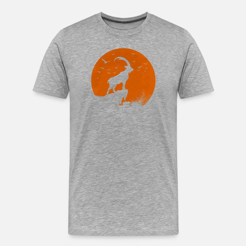 Mondroter Steinbock - Männer Premium Bio T-Shirt - Grau meliert