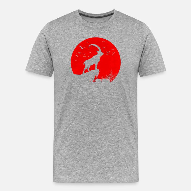 Roter Mond und Steinbock - Männer Premium Bio T-Shirt - Grau meliert