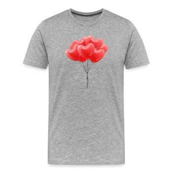 Ballons de coeur - T-shirt bio Premium Homme - gris chiné - Devant - Damien (186cm)