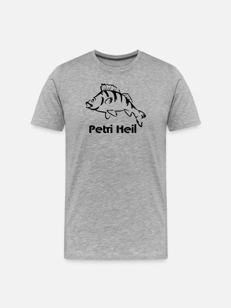 Barsch Angler - Männer Premium Bio T-Shirt - Grau meliert