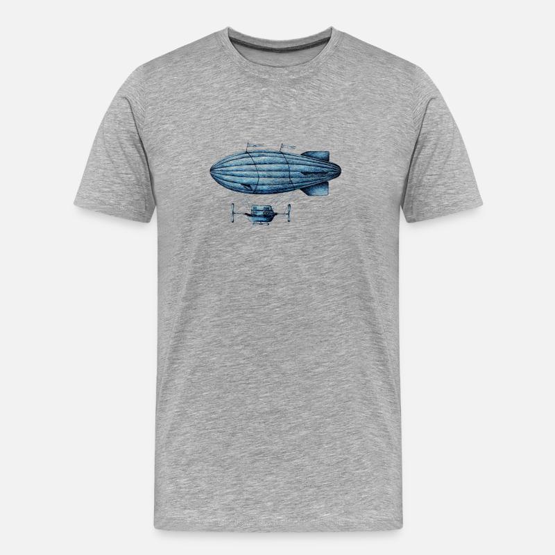 Blauer Stern Zeppelin - Männer Premium Bio T-Shirt - Grau meliert