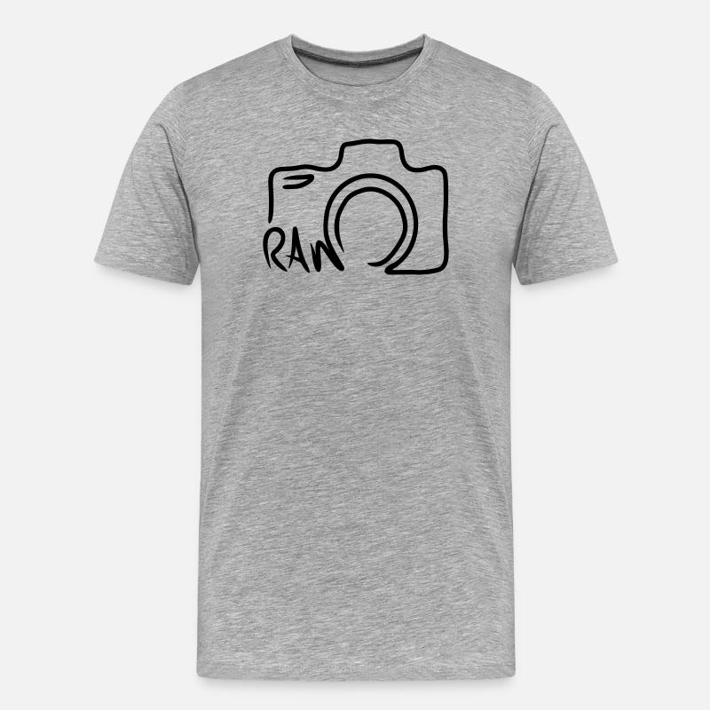 Kamera Linienform Strichzeichnung - Männer Premium Bio T-Shirt - Grau meliert