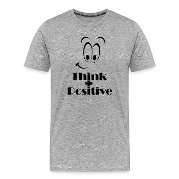 Pensez positif - Pensez positif avec le sourire - T-shirt bio Premium Homme - gris chiné - Devant - Damien (186cm)