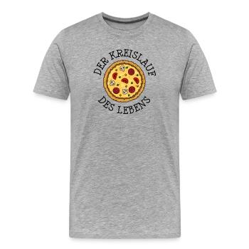 Pizza Pizzeria Salami Italienisch Essen Sprüche - Männer Premium Bio T-Shirt - Grau meliert - Vorne - Damien (186cm)