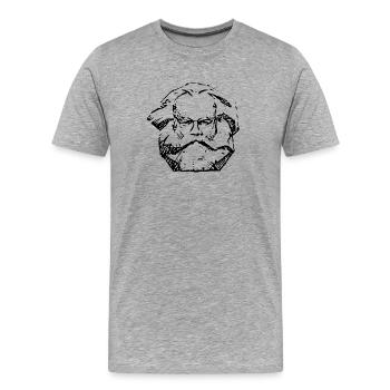 Karl Marx | Abstraktes Distressed Gesichtsdesign - Männer Premium Bio T-Shirt - Grau meliert - Vorne - Damien (186cm)