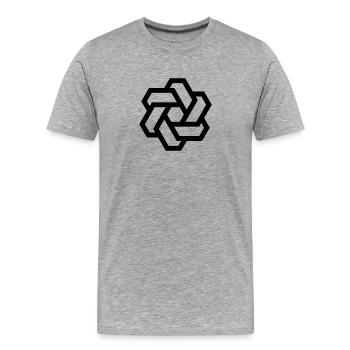 Hexagon circle logo - Men's Premium Organic T-Shirt - heather grey - Front - Damien (186cm)