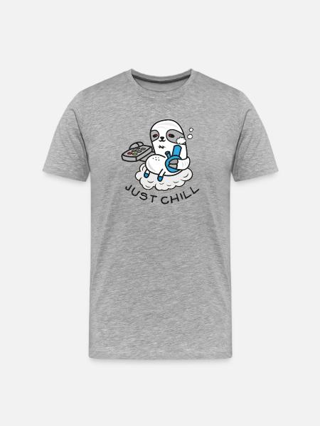 Sloth Faultier - Comic Zeichnung - Bong - Männer Premium Bio T-Shirt - Grau meliert