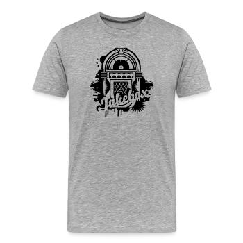 Jukebox dans le style Stencil Street Art avec typographie - T-shirt bio Premium Homme - gris chiné - Devant - Damien (186cm)