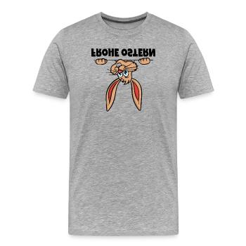 Frohe Ostern Osterhase Osterhäschen Sprüche - Männer Premium Bio T-Shirt - Grau meliert - Vorne - Damien (186cm)