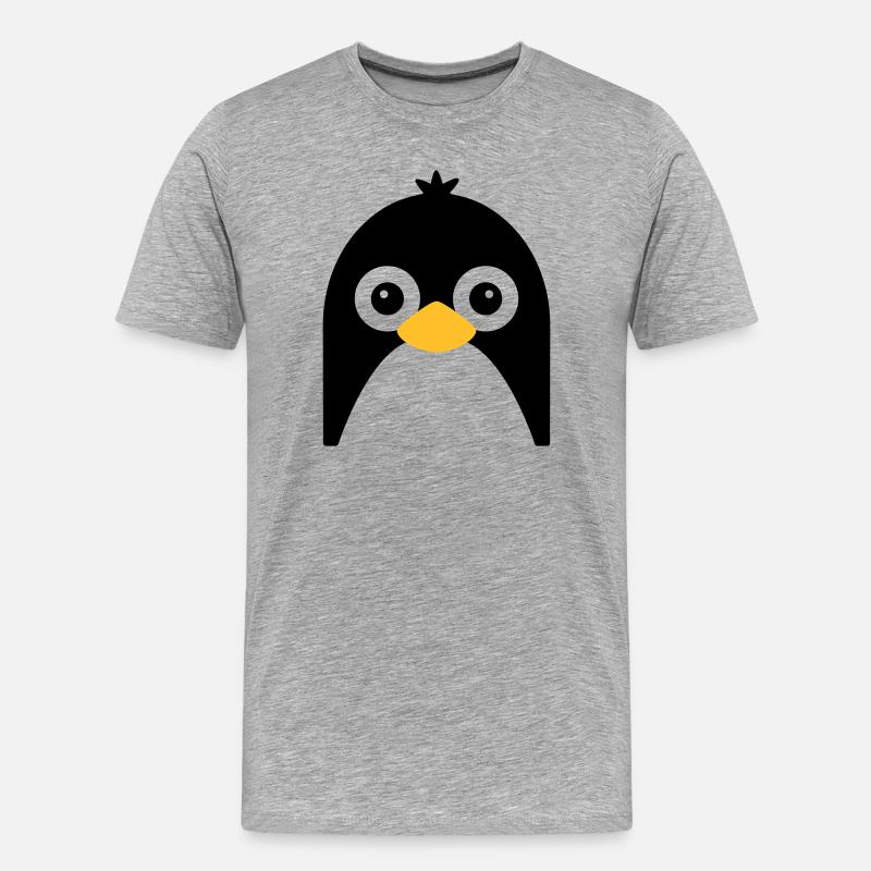Nettes Pinguin-Gesicht - Männer Premium Bio T-Shirt - Grau meliert