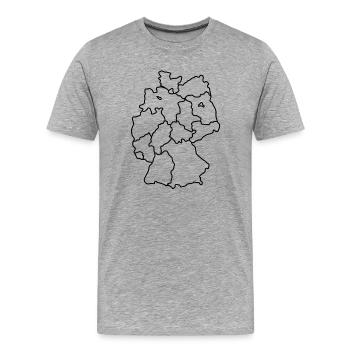 Deutschland Karte Handgezeichnet Bundesländer - Männer Premium Bio T-Shirt - Grau meliert - Vorne - Damien (186cm)