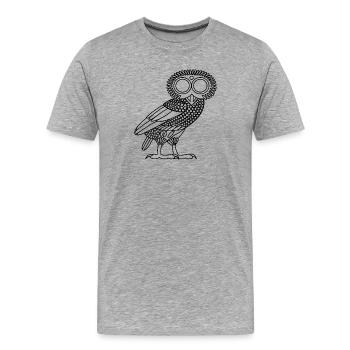 Owl of Athena [Black Outline (owl only)] - Men's Premium Organic T-Shirt - heather grey - Front - Damien (186cm)