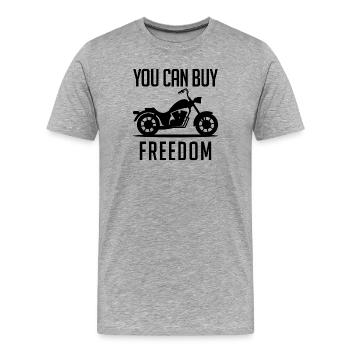 Liberté moto motard motos indépendance - T-shirt bio Premium Homme - gris chiné - Devant - Damien (186cm)