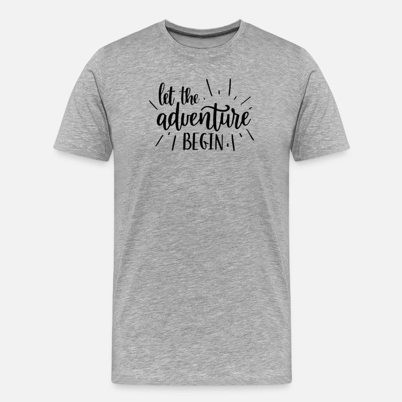 Abenteuerbeginner Motivdesign - Männer Premium Bio T-Shirt - Grau meliert
