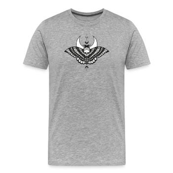 Moth with Moon Moth Skull - Men's Premium Organic T-Shirt - heather grey - Front - Damien (186cm)