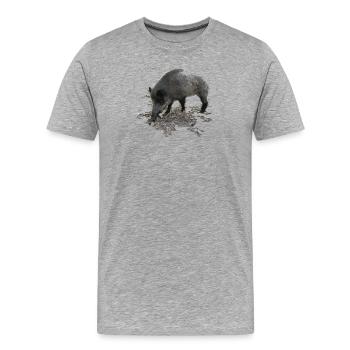 Sanglier - T-shirt bio Premium Homme - gris chiné - Devant - Damien (186cm)