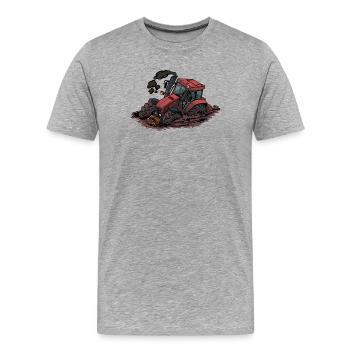 898 Roter Traktor steckt fest - Männer Premium Bio T-Shirt - Grau meliert - Vorne - Damien (186cm)