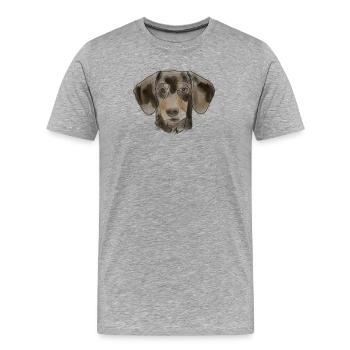 Dackel - Männer Premium Bio T-Shirt - Grau meliert - Vorne - Damien (186cm)