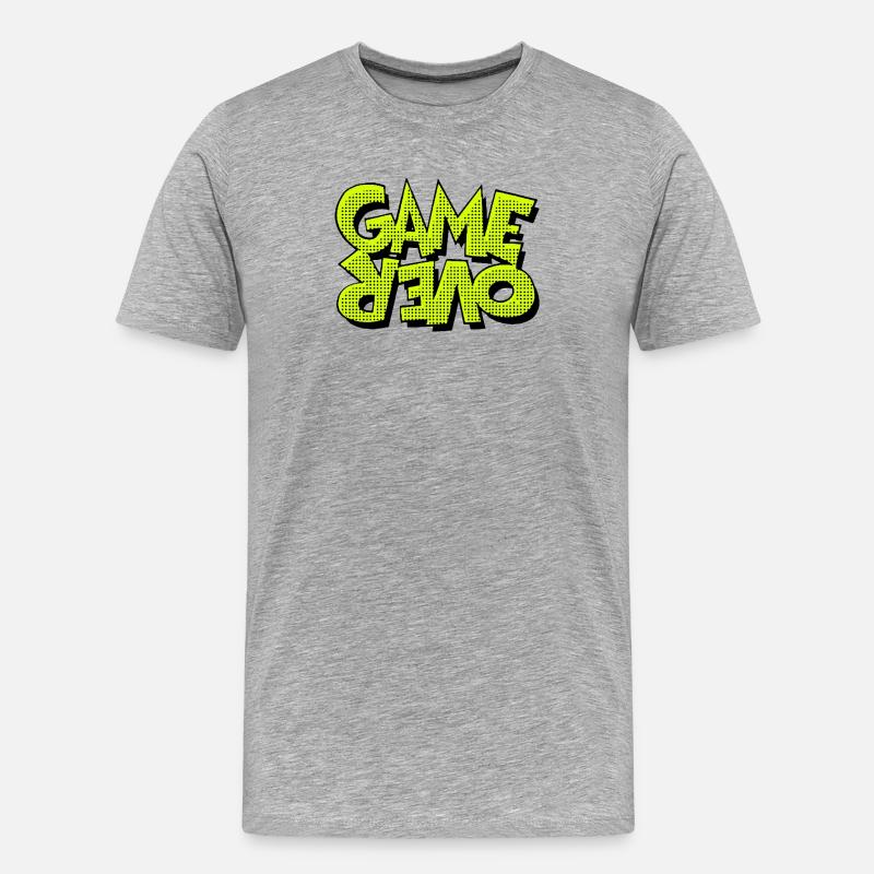 Game Over Retro-Pixel-Design - Männer Premium Bio T-Shirt - Grau meliert