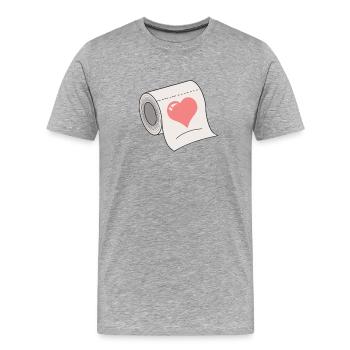 Klopapier Rolle mit Herz - Männer Premium Bio T-Shirt - Grau meliert - Vorne - Damien (186cm)