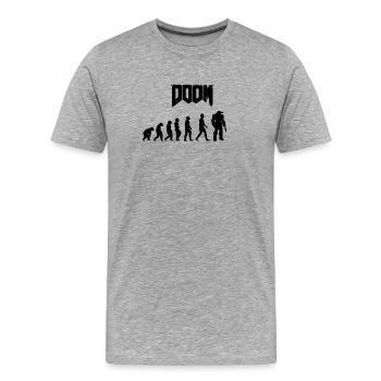 Minimalistische menschliche Evolutionssilhouetten - Männer Premium Bio T-Shirt - Grau meliert - Vorne - Damien (186cm)