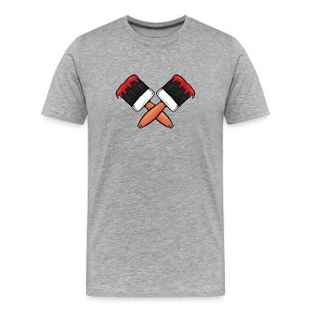 Peintre au pinceau - T-shirt bio Premium Homme - gris chiné - Devant - Damien (186cm)