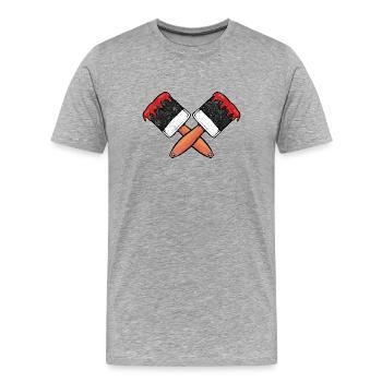 Pinceaux de peintre - T-shirt bio Premium Homme - gris chiné - Devant - Damien (186cm)