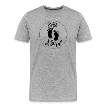 Bébé à bord grossesse - T-shirt bio Premium Homme - gris chiné - Devant - Damien (186cm)