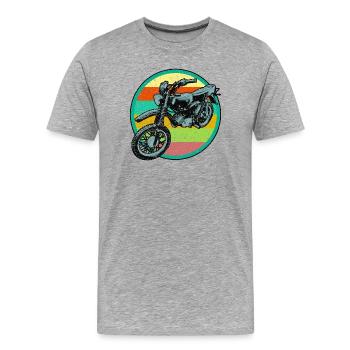 Patch de relief rétro pour cyclomoteur 3D look usé - T-shirt bio Premium Homme - gris chiné - Devant - Damien (186cm)