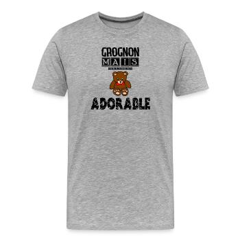 Mürrischer, aber so entzückender Teddybär - Männer Premium Bio T-Shirt - Grau meliert - Vorne - Damien (186cm)