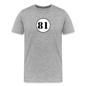 NUMÉRO 81 quatre-vingt-un cadeau d'anniversaire - T-shirt bio Premium Homme - gris chiné - Devant - Damien (186cm)