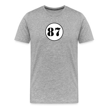 NUMÉRO 87 quatre-vingt-sept cadeau d'anniversaire - T-shirt bio Premium Homme - gris chiné - Devant - Damien (186cm)
