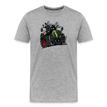 0927 C TRACTOR GREEN - Men's Premium Organic T-Shirt - heather grey - Front - Damien (186cm)