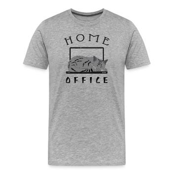 Chilling cat in the home office - Men's Premium Organic T-Shirt - heather grey - Front - Damien (186cm)