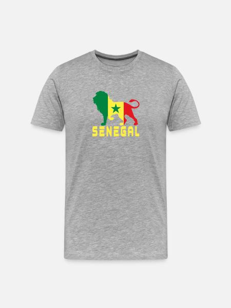 Senegal Löwe - Männer Premium Bio T-Shirt - Grau meliert