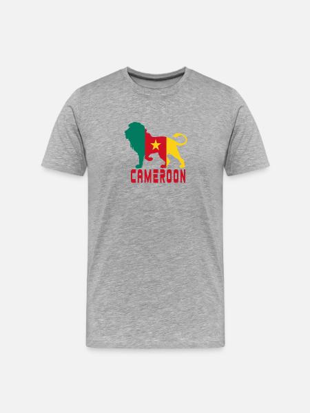 Kamerun Löwe - Männer Premium Bio T-Shirt - Grau meliert