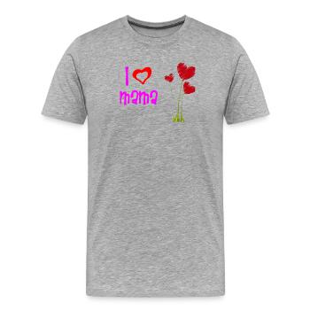 Liebevolles Muttertagsherz Blumendesign - Männer Premium Bio T-Shirt - Grau meliert - Vorne - Damien (186cm)