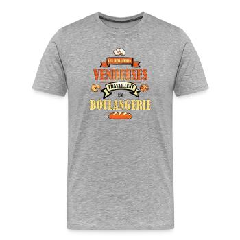 Vendeuse boulangerie - T-shirt bio Premium Homme - gris chiné - Devant - Damien (186cm)