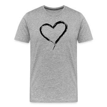 herz liebe Braut lieben rahmen hochzeit lol big es - Männer Premium Bio T-Shirt - Grau meliert - Vorne - Damien (186cm)