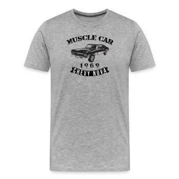 Vintage Chevy Nova Design - Männer Premium Bio T-Shirt - Grau meliert - Vorne - Damien (186cm)