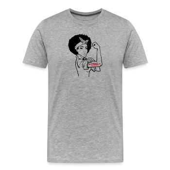 Afro Girl Powerfrau Frauenpower Strong Woman Gift - Männer Premium Bio T-Shirt - Grau meliert - Vorne - Damien (186cm)