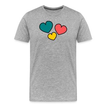 ICH LIEBE DICH. ICH LIEBE DICH. LIEBE. LIEBE. HERZ. - Männer Premium Bio T-Shirt - Grau meliert - Vorne - Damien (186cm)